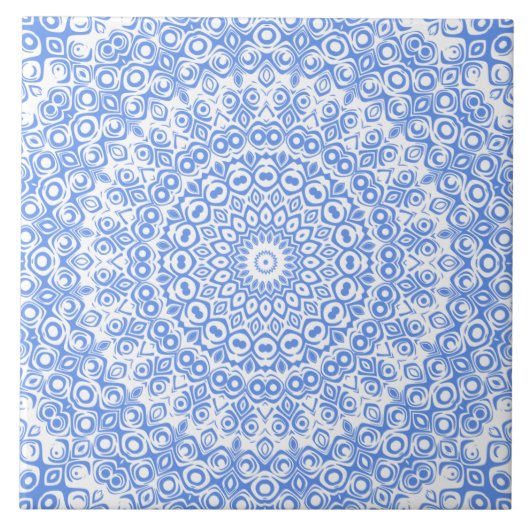 Kornblumenblaue Mandala-Muster Fliese (Vorderseite)
