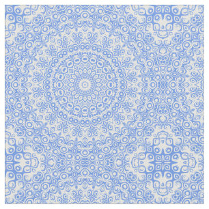 Kornblumenblaue Mandala-Muster Stoff