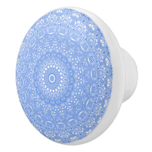 Kornblumenblaue Symmetrie-Mandala Keramikknauf