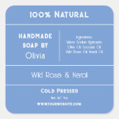 kornblumme | Etikett für Seifenzutaten Quadratischer Aufkleber (Vorderseite)