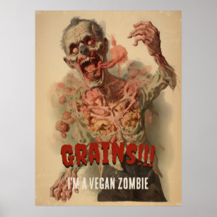 Körner Ich bin ein Veganer Zombie Funny Vintager H Poster