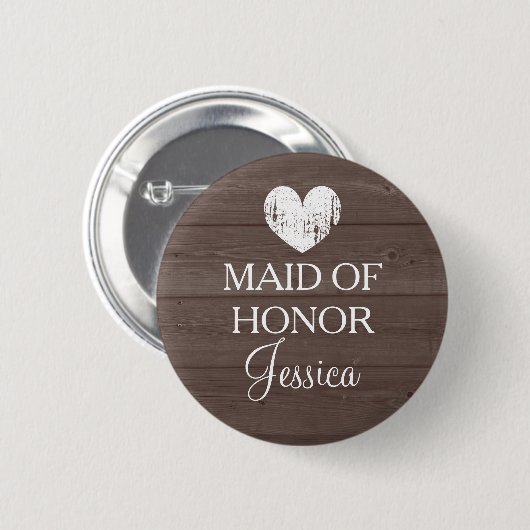 Kornhochzeits-Abzeichen-Button Brown-Scheune Button (Vorne & Hinten)