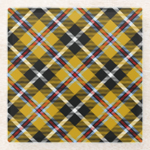 Kornisches Nationaltartan Gelb-Schwarz Karo Glasuntersetzer