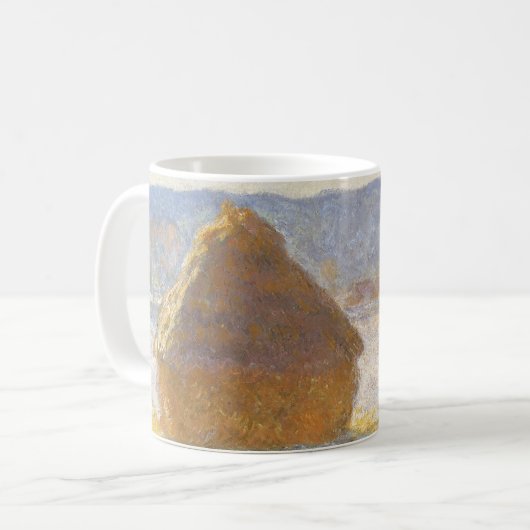 Kornstapel am Morgen, Schnee-Effekt von Claude Mon Kaffeetasse (Vorderseite Links)