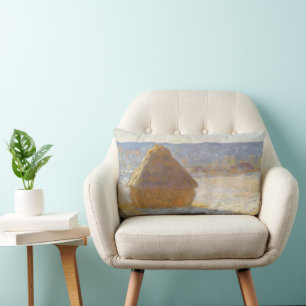 Kornstapel am Morgen, Schneeeffekt von Claude Mone Lendenkissen