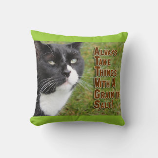 Körnung Motivierend Foto der Salzkatzenkatze Kissen