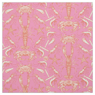 Kornwall Krebstiere Damast Cayenne Rosa Stoff