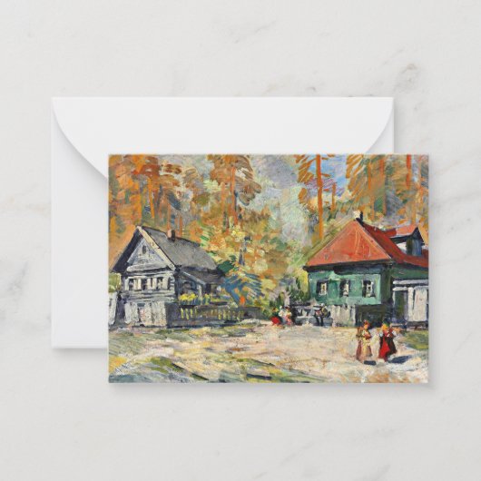 Korovin - Herbst in einem russischen Dorf Mitteilungskarte (Vorderseite)