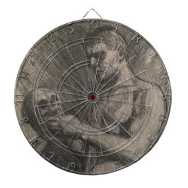 Körper eines Mannes, der einen Schädel hält (von A Dartscheibe