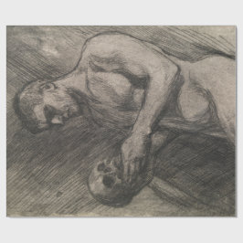 Körper eines Mannes, der einen Schädel hält (von A Geschenkpapier