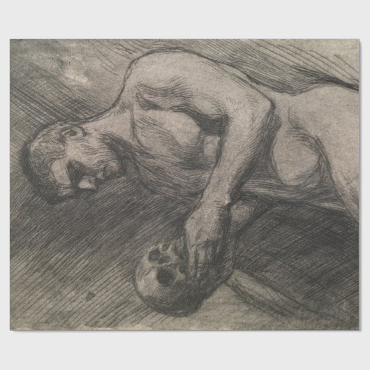 Körper eines Mannes, der einen Schädel hält (von A Geschenkpapier (Flach)