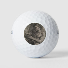 Körper eines Mannes, der einen Schädel hält (von A Golfball