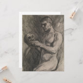 Körper eines Mannes, der einen Schädel hält (von A Karte (Vorderseite/Rückseite Beispiel)