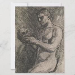 Körper eines Mannes, der einen Schädel hält (von A Karte