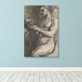 Körper eines Mannes, der einen Schädel hält (von A Leinwanddruck (Insitu (Holzboden))