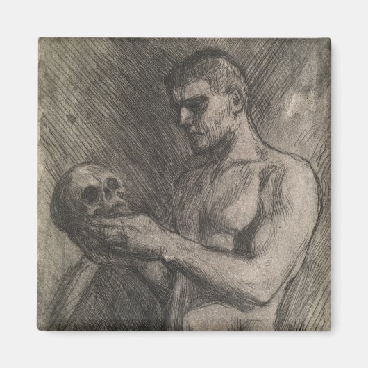 Körper eines Mannes, der einen Schädel hält (von A Magnet (Vorne)