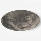 Körper eines Mannes, der einen Schädel hält (von A Pappteller (Schrägansicht)