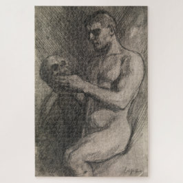 Körper eines Mannes, der einen Schädel hält (von A Puzzle