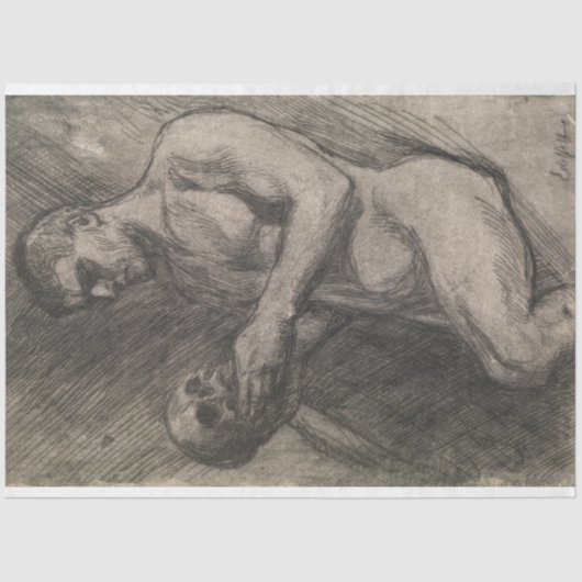 Körper eines Mannes, der einen Schädel hält (von A Seidenpapier (Vorderseite)