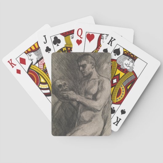 Körper eines Mannes, der einen Schädel hält (von A Spielkarten (Rückseite)