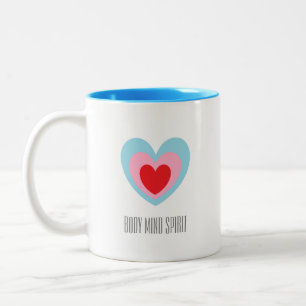 Körper Geist Seele Dreifaches Herz Monogramm Zweifarbige Tasse