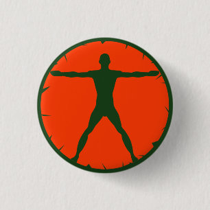 Körper-Verrücktheits-Fitness-Grün Vitruvian Button