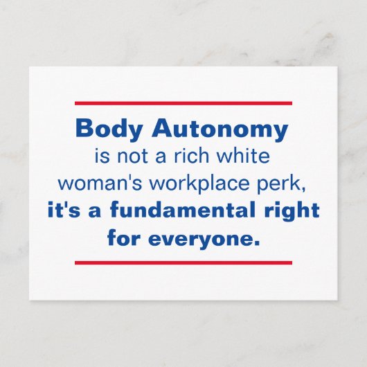 Körperautonomie ist ein Grundrecht Postkarte (Vorderseite)