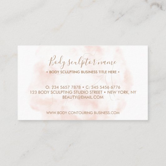 Körperbildhauerei, die die Treue des Wellness-Cent Visitenkarte (Rückseite)