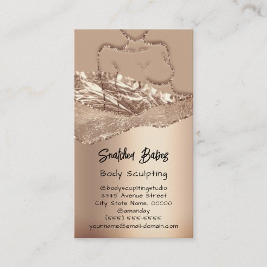 Körperbildhauerei Kosmetik Logo QR Code Rose Gold Visitenkarte (Vorderseite)