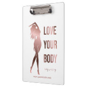 Körperbildhauerkörper, die den Wellness-Center prä Klemmbrett (Links)