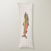 Körperkissen - Chinook Lachs auf Kariert (Vorderseite Vertikal)
