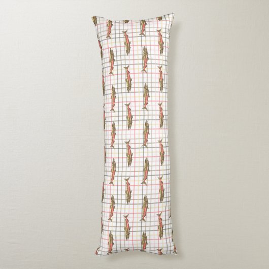 Körperkissen - Chinook Lachs auf Kariert (Rückseite (Vertikal))