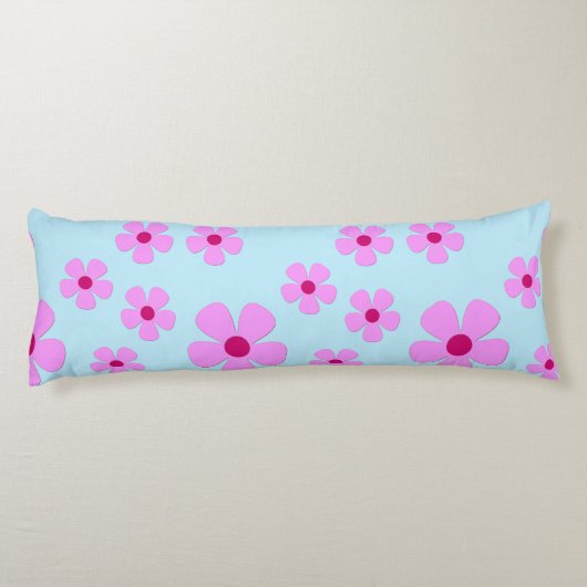 Körperkissen, grün blau mit rosa Blume Seitenschläferkissen (Rückseite)