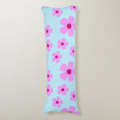 Körperkissen, grün blau mit rosa Blume Seitenschläferkissen (Vorderseite Vertikal)