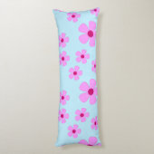 Körperkissen, grün blau mit rosa Blume Seitenschläferkissen (Rückseite (Vertikal))