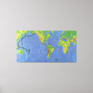 Körperliche Karte der Welt1994 - tektonischer Leinwanddruck