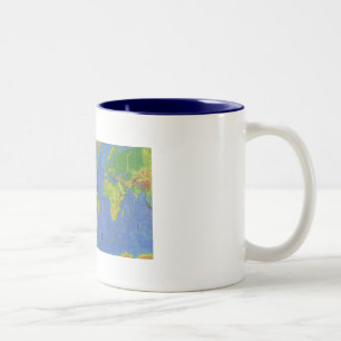 Körperliche Karte der Welt1994 - tektonischer Zweifarbige Tasse