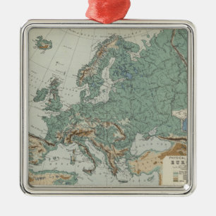 Körperliche Karte von Europa Ornament Aus Metall