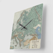Körperliche Karte von Europa Quadratische Wanduhr (Winkel)