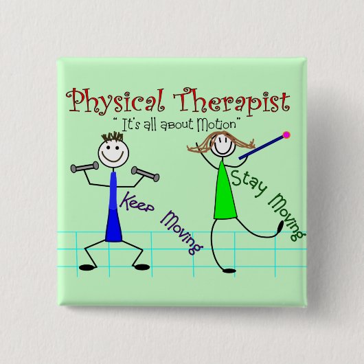 Körperlicher Therapeut-Stock-Leute "behalten das Button (Vorderseite)