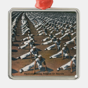 Körperliches Trainingsprogramm für Rekruten - US N Silbernes Ornament