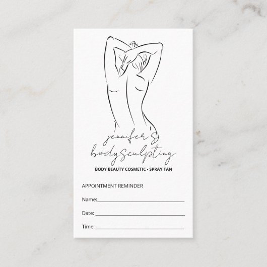 Körpermodellierung konturierend Spray Tan Ernennun Visitenkarte (Vorderseite)