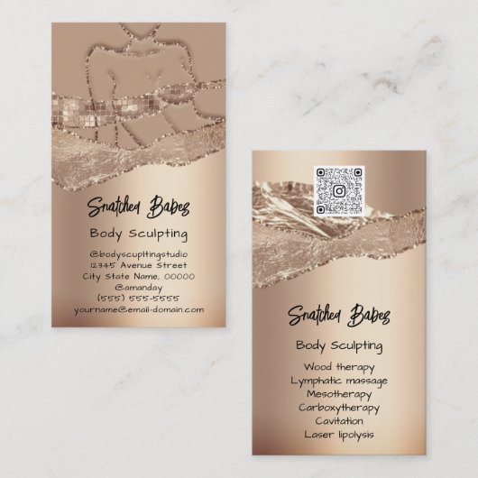 Körpermodellierung Kosmetik Logo QR Code Rose Visitenkarte (Vorne/Hinten)