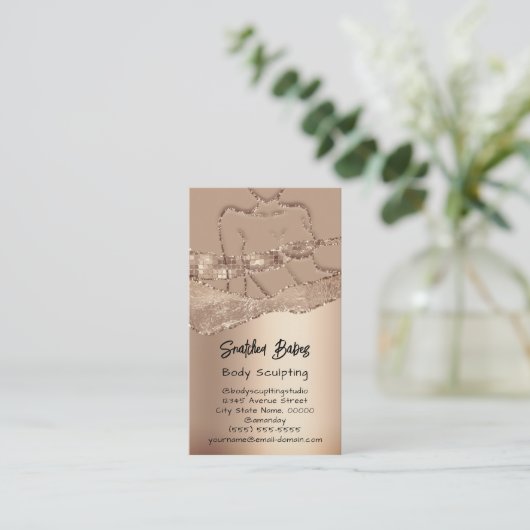 Körpermodellierung Kosmetik Logo QR Code Rose Visitenkarte (Stehend Vorderseite)