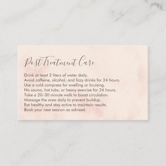 Körpermodellierung Postvorbehandlung Visitenkarte (Rückseite)