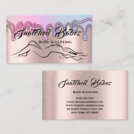 Körpermodellierung Schönheitssymbole Massage Rosa Visitenkarte (Vorne/Hinten)