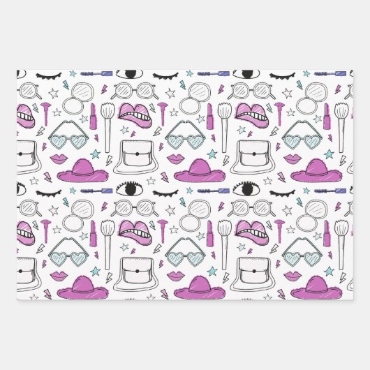 Körperpflegekosmetik Girly Pattern Geschenkpapier Set (Vorderseite 3)