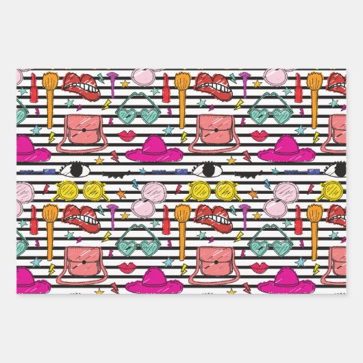 Körperpflegekosmetik Girly Pattern Geschenkpapier Set (Vorderseite 2)