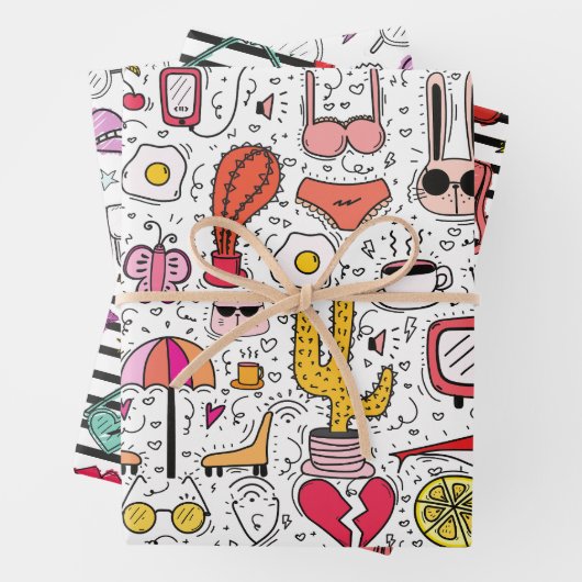 Körperpflegekosmetik Girly Pattern Geschenkpapier Set (Beispiel)