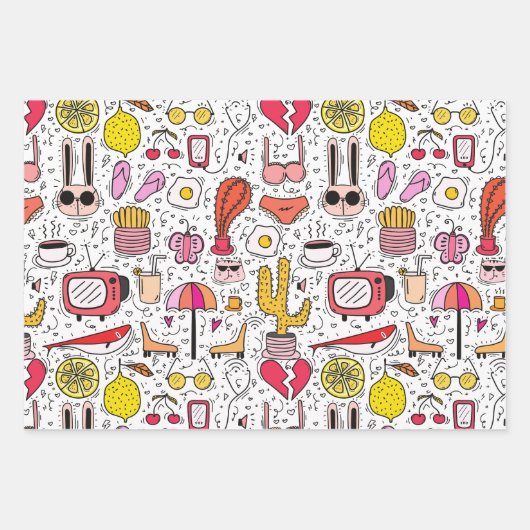 Körperpflegekosmetik Girly Pattern Geschenkpapier Set (Vorderseite)